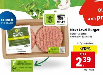 Lidl Next level burger 227g offerta