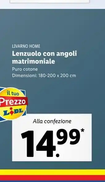 Lidl Lenzuolo con angoli matrimoniale offerta