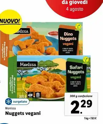 Lidl Nuggets vegani 300g monissa offerta