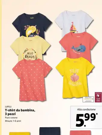 Lidl T-shirt da bambina 3 pezzi offerta