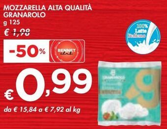 Bennet Mozzarella alta qualitá granarolo offerta