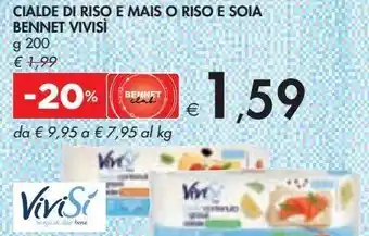 Bennet Cialde di riso e mais o riso e soia bennet vivisi offerta