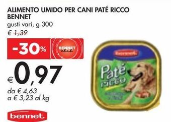 Alimento umido per cani pate ricco bennet