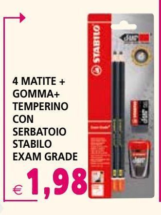 Il Gigante 4 matite + gomma + temperino con serbatoio stabilo exam grade offerta
