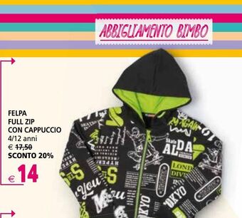 Felpa full zip con cappuccio