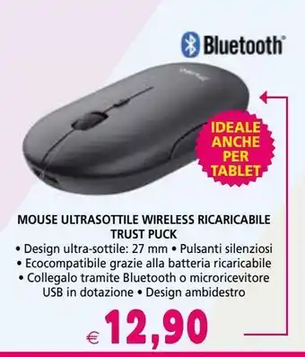 Il Gigante Mouse ultrasottile wireless ricaricabile trust puck offerta