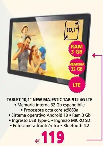 Il Gigante Tablet 10.1'' new majestic tab 912 4g lte offerta