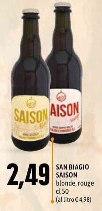 Emi Supermercati San Biagio Saison blonde, rouge cl 50 offerta