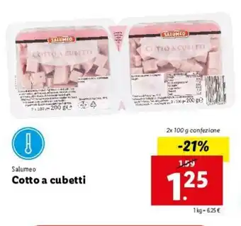 Lidl Salumeo Cotto a cubetti 2x 100g offerta