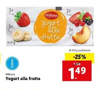 Lidl Milbona Yogurt alla frutta 8x 125g offerta