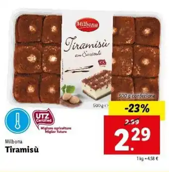 Lidl Milbona Tiramisù 500g offerta
