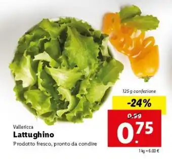 Lidl Vallericca Lattughino 125g offerta
