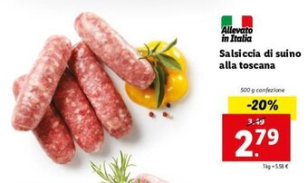 Lidl Salsiccia di suino alla toscana 500g offerta