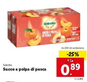 Lidl Solevita Succo e polpa di pesca offerta