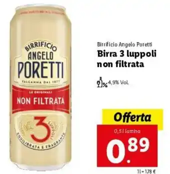 Lidl Birra 3 luppoli non filtrata offerta