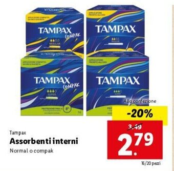 Lidl Tampax Assorbenti interni offerta