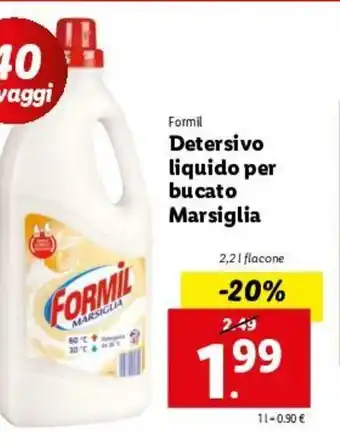 Lidl Formil Detersivo liquido per bucato Marsiglie 2,2L offerta
