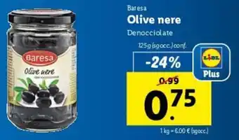 Lidl Baresa Olive nere 125g offerta
