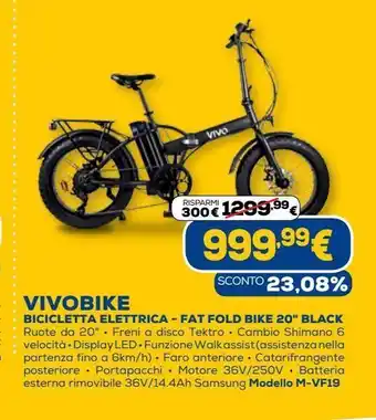 Euronics Vivo bike bicicletta elettrica fat fold bike 20 '' black offerta