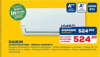 Euronics Daikin climatizzatore - serie q 12000btu offerta