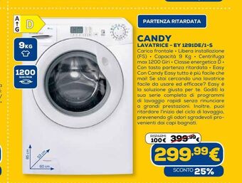 Euronics Candy lavatrice - ey 1291de / 1 - s offerta
