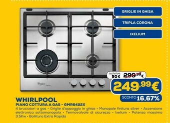 Whirlpool piano cottura a gas - gmr6422x