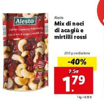 Lidl Alesto Mix di noci di acagiú e mirtilli rossi 200g offerta