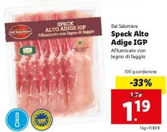 Lidl Dal Salumiere Speck Alto Adige IGP 100g offerta