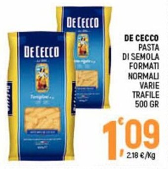 Ottimo Market De Cecco Pasta Di Semola Formati Normali Varie Trafile 500 gr offerta
