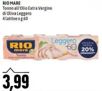 Emi Supermercati Rio Mare Tonno all'Olio Extra Vergine di Oliva Leggero 4 lattine x g 60 offerta