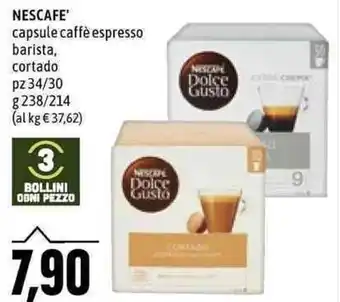 Emi Supermercati Nescafe' capsule caffè espresso barista, cortado pz 34/30 g 238/214 offerta