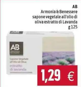 Emi Supermercati AB Armonia & Benessere sapone vegetale all'olio di oliva estratto di Lavanda g 125 offerta