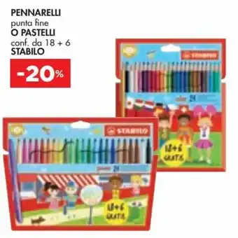 Bennet Pennarelli punta fine o Pastelli conf. da 18 + 6 Stabilo offerta
