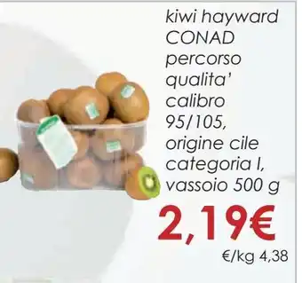 Conad Kiwi hayward conad percorso qualità calibro 95/105, origine cile categoria i, vassoio 500 g offerta