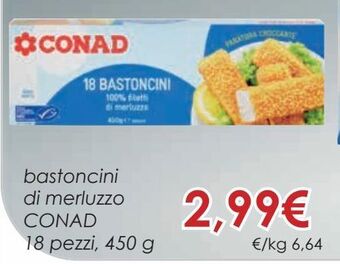 Conad Bastoncini di merluzzo conad 18 pezzi, 450 g offerta