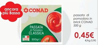 Conad Passata di pomodoro in brick conad 500 g offerta