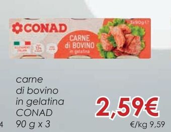 Conad Carne di bovino in gelatina conad 90 g x 3 offerta