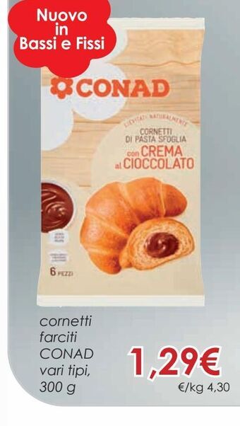 Conad Cornetti farciti conad vari tipi, 300 g offerta