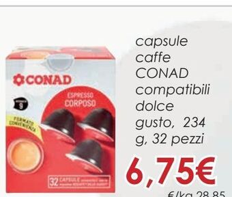 Conad Capsule caffè conad compatibili dolce gusto, 234 g, 32 pezzi offerta