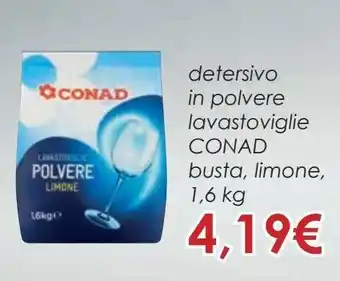 Conad Detersivo in polvere lavastoviglie conad busta, limone, 1,6 kg offerta