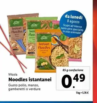 Lidl Noodles istantanei vitasia offerta