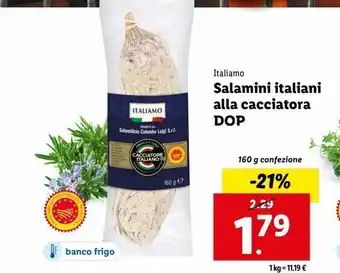 Lidl Salamini italiani alla cacciatora dop italiamo offerta