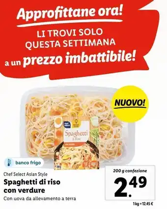 Lidl Spaghetti di riso con verdure chef select asian style offerta