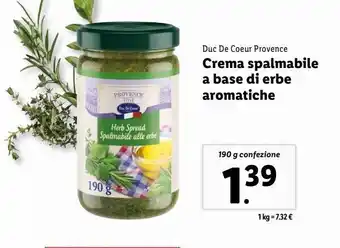 Lidl Crema spalmabile a base di erbe aromatiche duc de coeur provence offerta