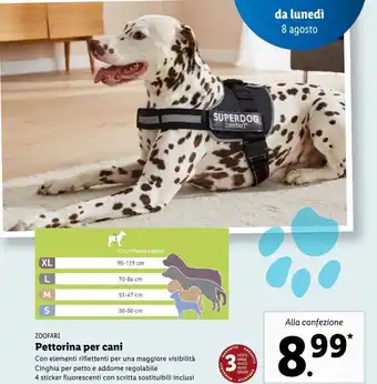Lidl Pettorina per cani zoofari offerta