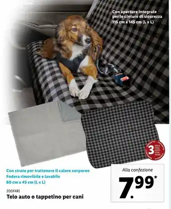 Lidl Telo auto o tappetino per cani zoofari offerta