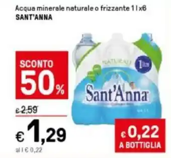 Iper La Grande Sant'Anna Acqua minerale naturale o frizzante 1 l x6 offerta