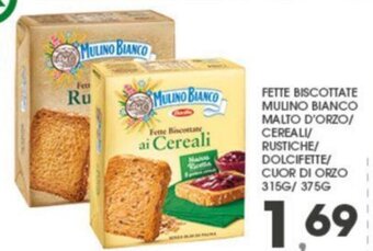 Eurospar Mulino Bianco Fette Biscottate Malto 'D'Orzo/Cereali/Rustiche/Dolcifette/Cuor Di Orzo 315g/375g offerta