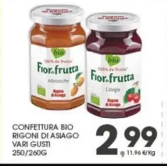 Eurospar Rigoni Di Asiago Confettura Bio vari gusti 250/260 g offerta