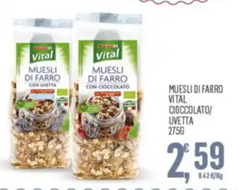 Despar Vital Muesli Di Farro Cioccolato/Uvetta 275 g
